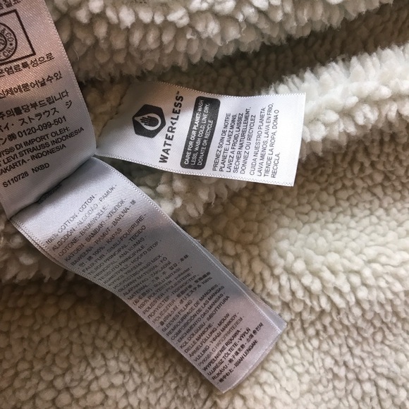 Levi's Blue Shearling Denim Jacket Large - Picture 6 of 7